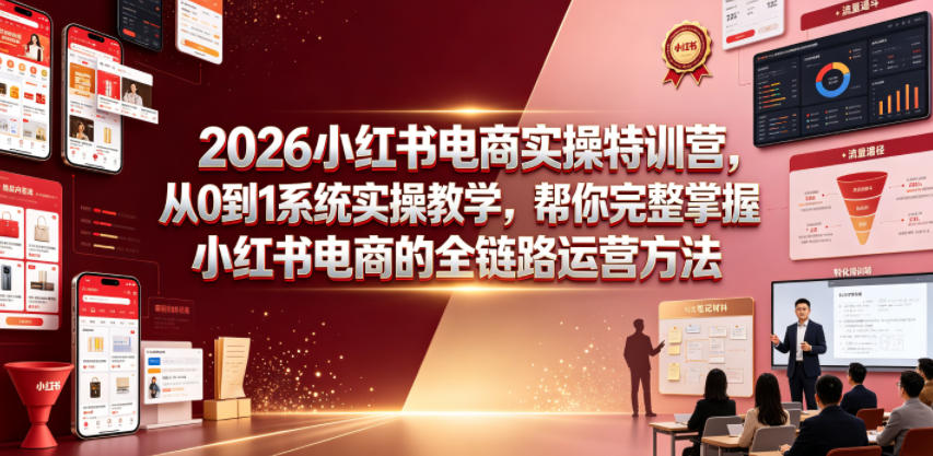 2026小红书电商实操特训营，从0到1系统实操教学，帮你完整掌握小红书电商的全链路运营方法-墨痕微课
