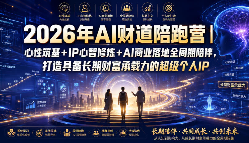 2026年AI财道陪跑营｜心性筑基+IP心智修炼+AI商业落地全周期陪伴，打造具备长期财富承载力的超级个人IP-墨痕微课