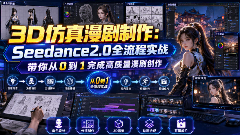 3D仿真漫剧制作:Seedance2.0全流程实战,带你从0到1完成高质量漫剧创作-墨痕微课