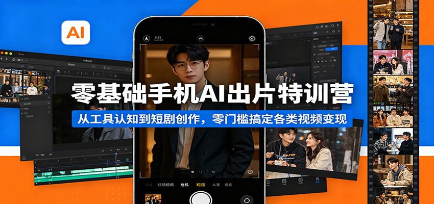 零基础手机AI出片特训营：从工具认知到短剧创作，零门槛搞定各类视频变现-墨痕微课