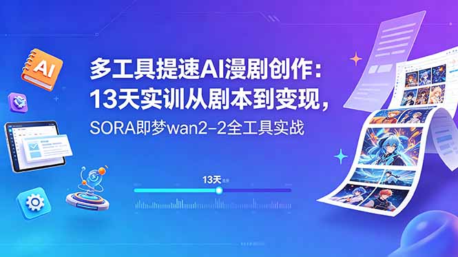 多工具提速AI漫剧创作:13天实训从剧本到变现,SORA即梦wan2-2全工具实战-墨痕微课