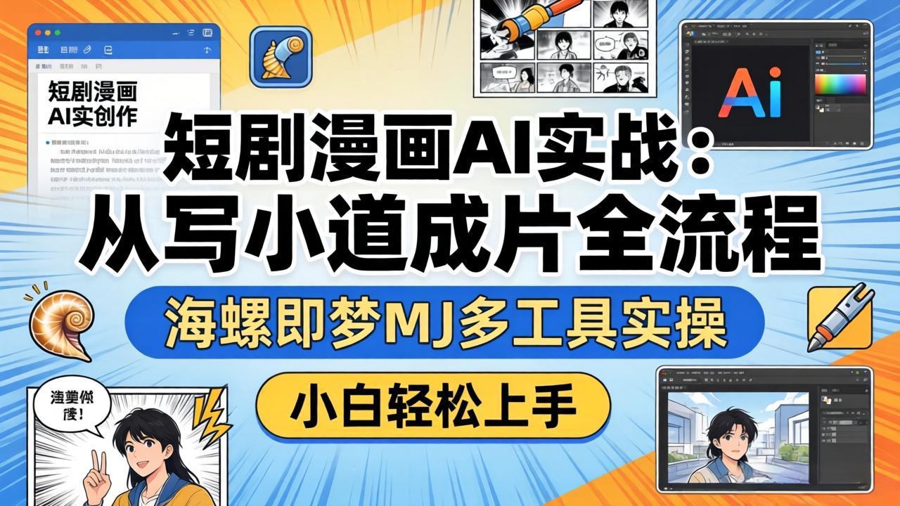 短剧漫画AI实战：从写小说到成片全流程，海螺即梦MJ多工具实操，小白轻松上手-墨痕微课