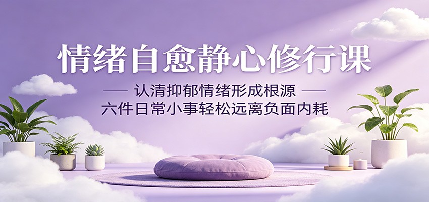 情绪自愈静心修行课:认清抑郁情绪形成根源,六件日常小事轻松远离负面内耗-墨痕微课