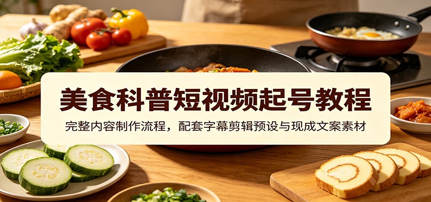 美食科普短视频起号教程:完整内容制作流程,配套字幕剪辑预设与现成文案素材-墨痕微课