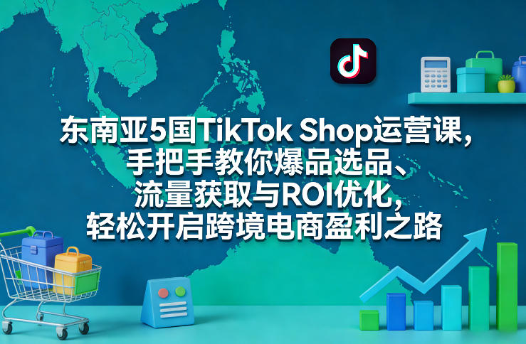 东南亚5国TikTok Shop运营课，手把手教你爆品选品、流量获取与ROI优化，轻松开启跨境电商盈利之路-墨痕微课