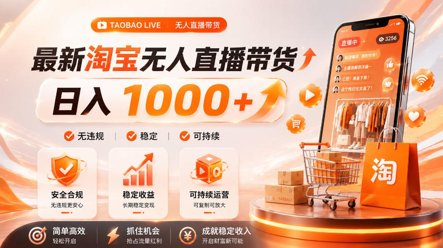 拒绝死工资！淘宝无人直播，让你睡觉都在进账，单设备日入1k+普通人的变现蓝海【揭秘】-墨痕微课
