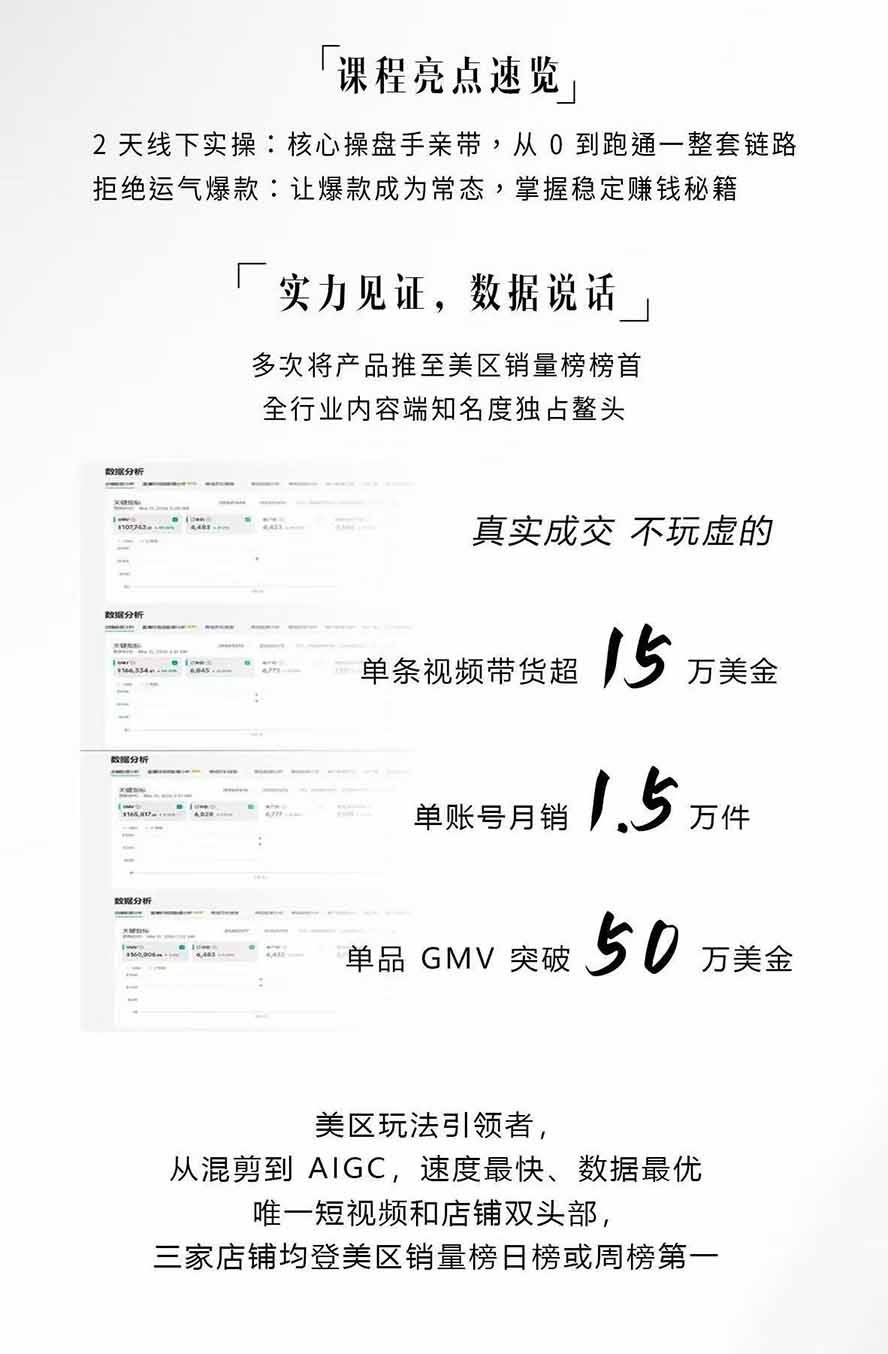 图片[2]-AIGC×TikTok美区短视频带货线下课；两天一夜完整回放，12小时高清视频收录头部操盘手全流程教学-墨痕微课