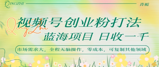 视频号创业粉打法,日入1k,蓝海项目,市场需求大,全程无脑操作,可复制-墨痕微课