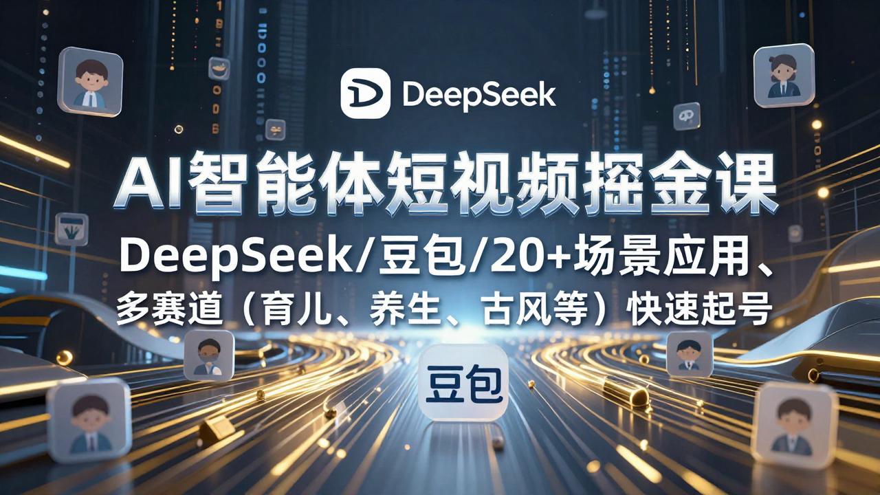 AI智能体短视频掘金课,DeepSeek/豆包/20+场景应用、多赛道(育儿、养生、古风等-墨痕微课