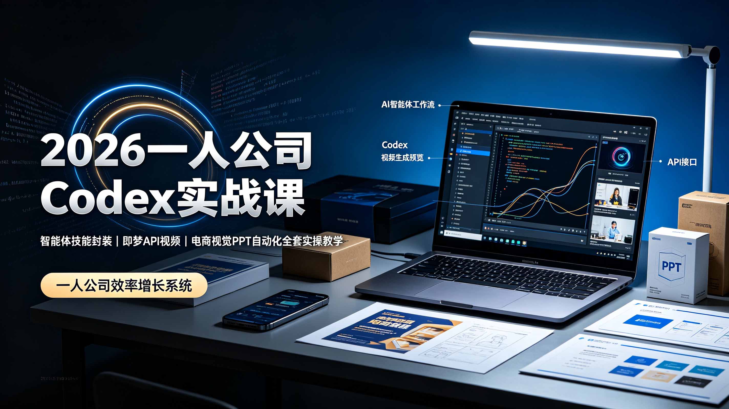 2026一人公司Codex实战课◆智能体技能封装｜即梦API视频｜电商视觉PPT自动化全套实操教学-墨痕微课