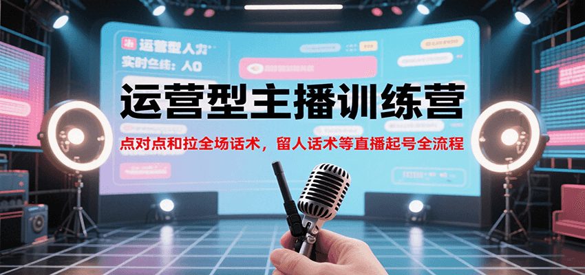运营型主播训练营，点对点和拉全场话术，留人话术等直播起号全流程(更新8月)-墨痕微课
