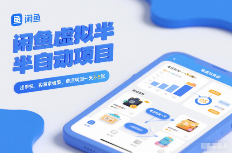 闲鱼虚拟半自动项目，出单快，容易拿结果，单店利润一天3-5张-墨痕微课
