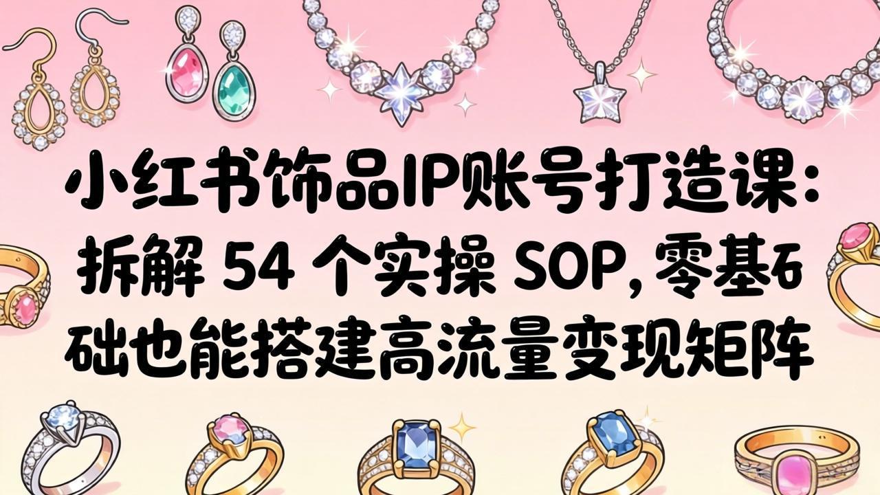 小红书饰品IP账号打造课：拆解 54 个实操 SOP，零基础也能搭建高流量变现矩阵-墨痕微课