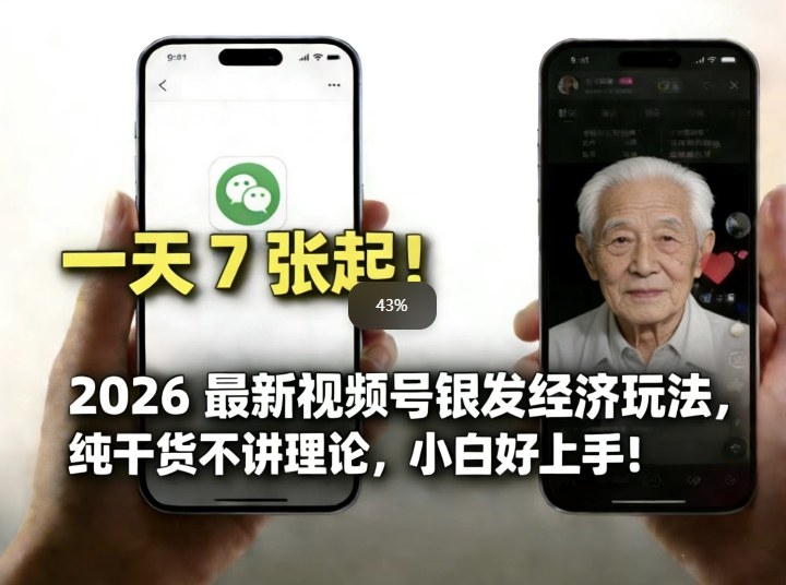 2026最新视频号银发经济玩法，轻松每天7张起，小白也可做-墨痕微课