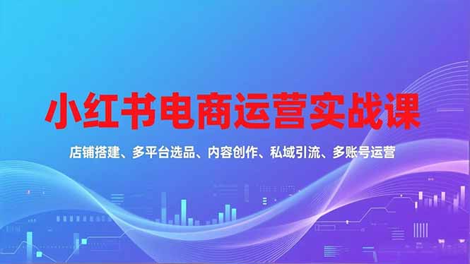 小红书电商运营实战课，店铺搭建、多平台选品、内容创作、私域引流、多账号运营等玩法-墨痕微课