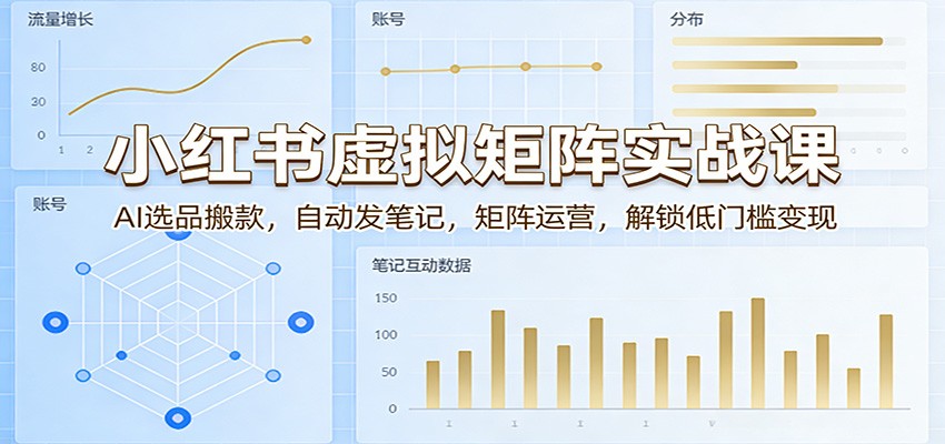 小红书虚拟矩阵实战课：AI选品搬款，自动发笔记，矩阵运营，解锁低门槛变现-墨痕微课