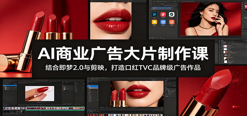 AI商业广告大片制作课：结合即梦2.0与剪映，打造口红TVC品牌级广告作品-墨痕微课