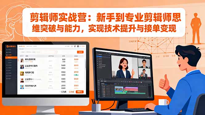 剪辑师实战营:新手到专业剪辑师思维突破与能力,实现技术提升与接单变现-墨痕微课