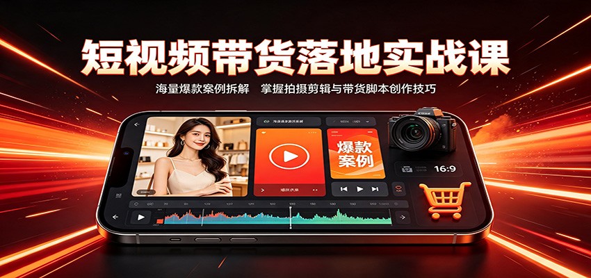 短视频带货落地实战课:海量爆款案例拆解,掌握拍摄剪辑与带货脚本创作技巧-墨痕微课