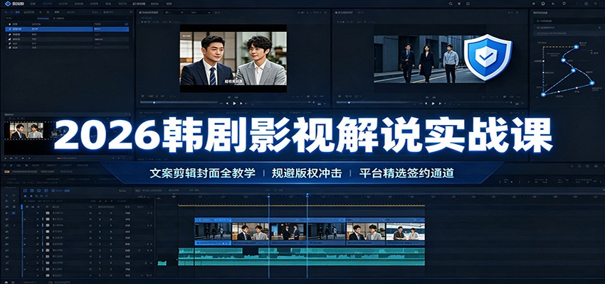 2026韩剧影视解说实战课：文案剪辑封面全教学，规避版权冲击平台精选签约通道-墨痕微课