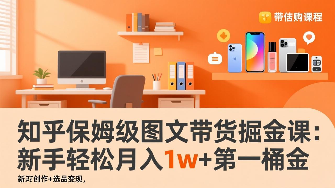 知乎保姆级图文带货掘金课:账号打造+爆文创作+选品变现,新手轻松月入1w+第一桶金-墨痕微课