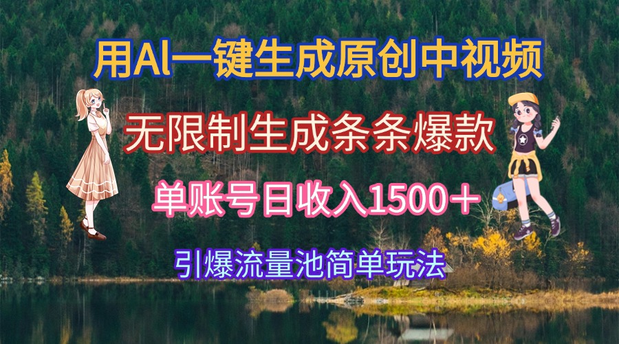 用Al一键生成原创中视频，无限制生成条条爆款，单账号日收入1500＋引爆…-墨痕微课