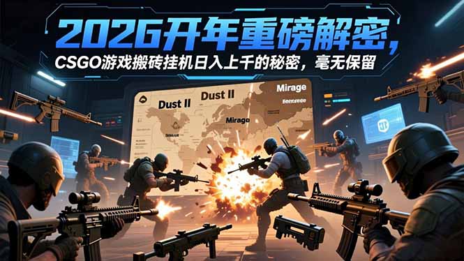 2026开年重磅解密，CSGO游戏搬砖挂机日入上千的秘密，毫无保留-墨痕微课