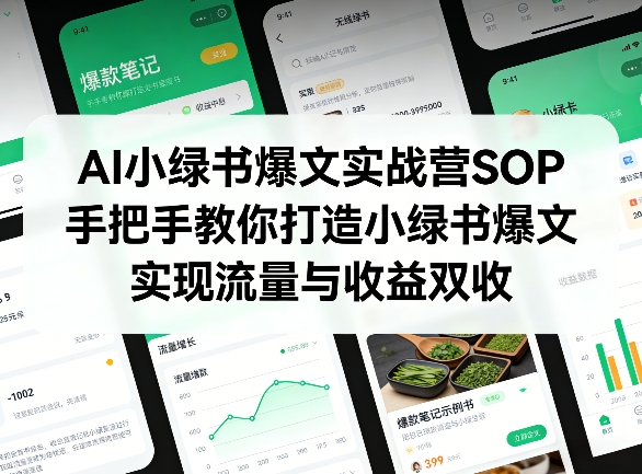 AI小绿书爆文实战营SOP，手把手教你打造小绿书爆文，实现流量与收益双收-墨痕微课
