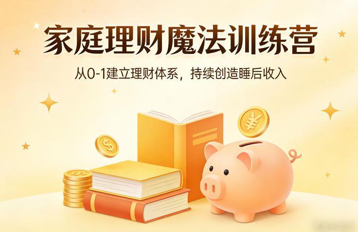 家庭理财魔法训练营，从0-1建立理财体系，持续创造睡后收入-墨痕微课