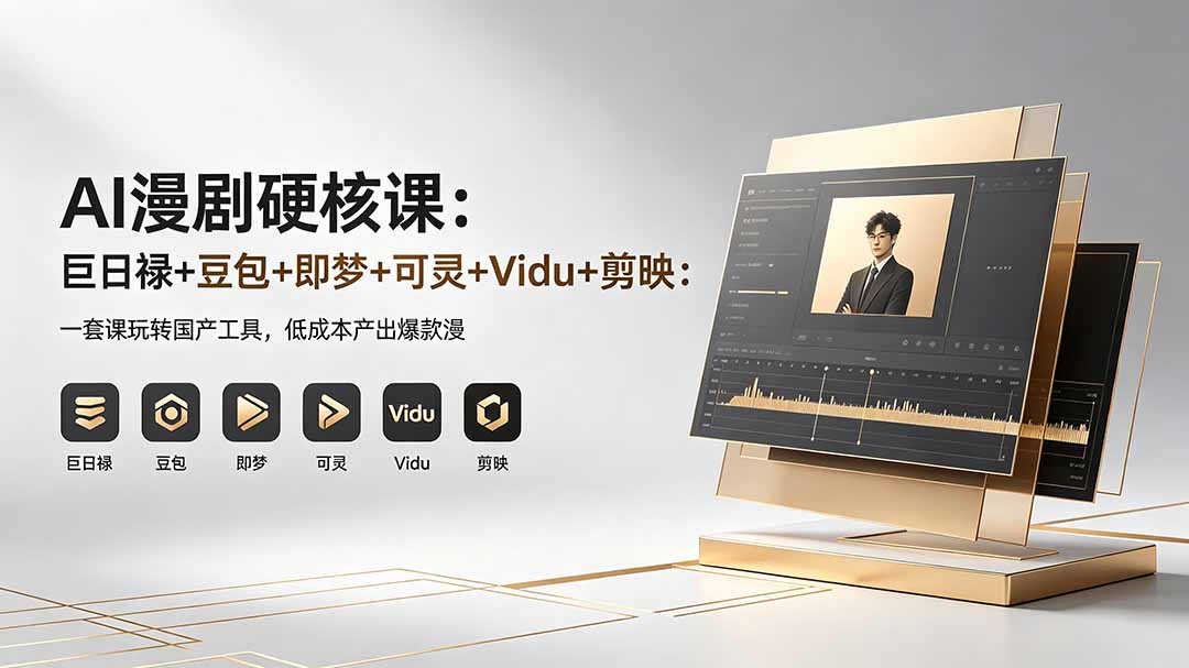 AI漫剧硬核课：巨日禄+豆包+即梦+可灵+Vidu+剪映：一套课玩转国产工具，低成本产出爆款漫剧-墨痕微课