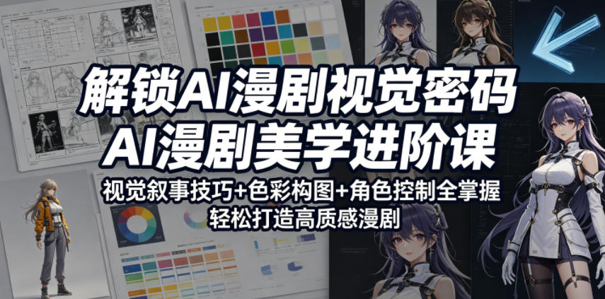 解锁AI漫剧视觉密码,AI漫剧美学进阶课,视觉叙事技巧+色彩构图+角色控制全掌握,轻松打造高质感漫剧-墨痕微课