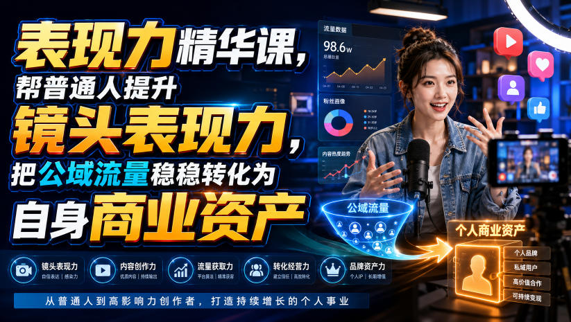 表现力精华课，帮普通人提升镜头表现力，把公域流量稳稳转化为自身商业资产-墨痕微课