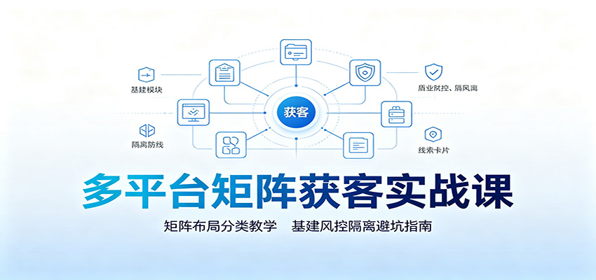 多平台矩阵获客实战课：矩阵布局分类教学，基建风控隔离避坑指南-墨痕微课