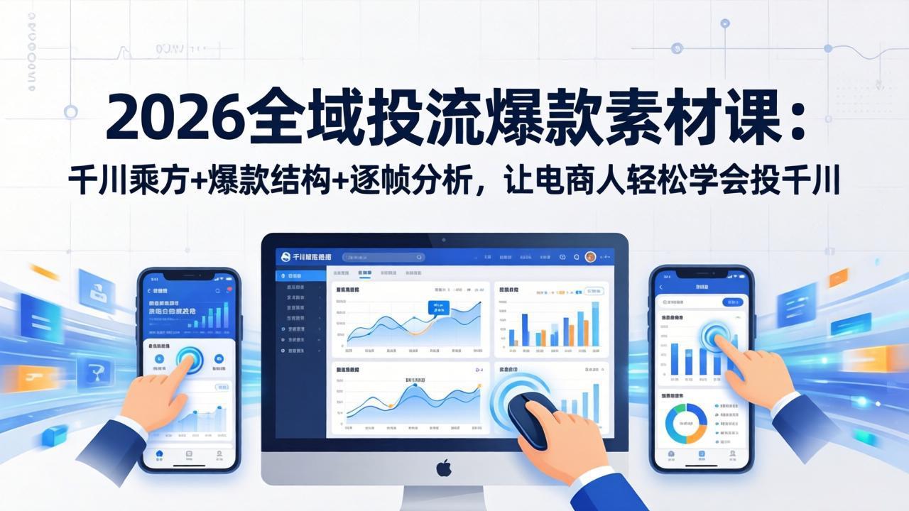 2026全域投流爆款素材课：千川乘方+爆款结构+逐帧分析，让电商人轻松学会投千川-墨痕微课