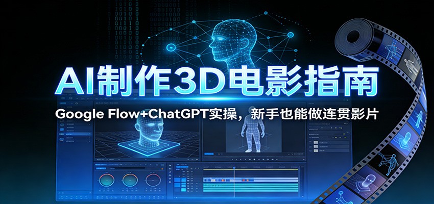 AI制作3D电影指南：Google Flow+ChatGPT实操，新手也能做连贯影片-墨痕微课