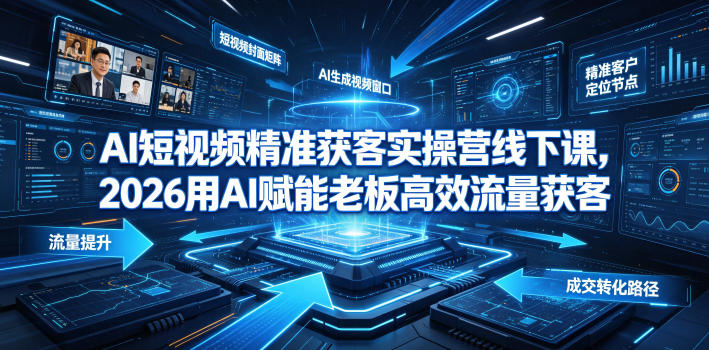 AI短视频精准获客实操营6月10-14号线下课,2026用AI赋能老板高效流量获客-墨痕微课