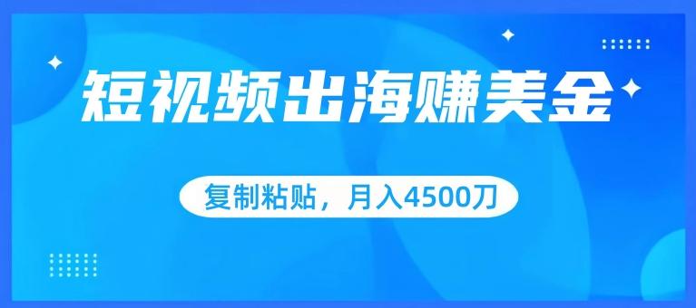 短视频出海赚美金,复制粘贴批量操作,小白轻松掌握,月入4500美刀【揭秘】-墨痕微课