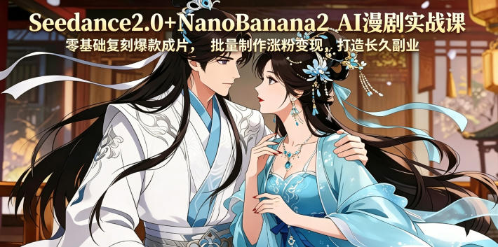 Seedance2.0+NanoBanana2 AI漫剧实战课，零基础复刻爆款成片涨粉变现，打造长久副业收益-墨痕微课