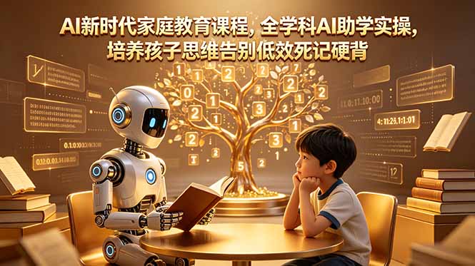 AI新时代家庭教育课程，全学科AI助学实操，培养孩子思维告别低效死记硬背-墨痕微课