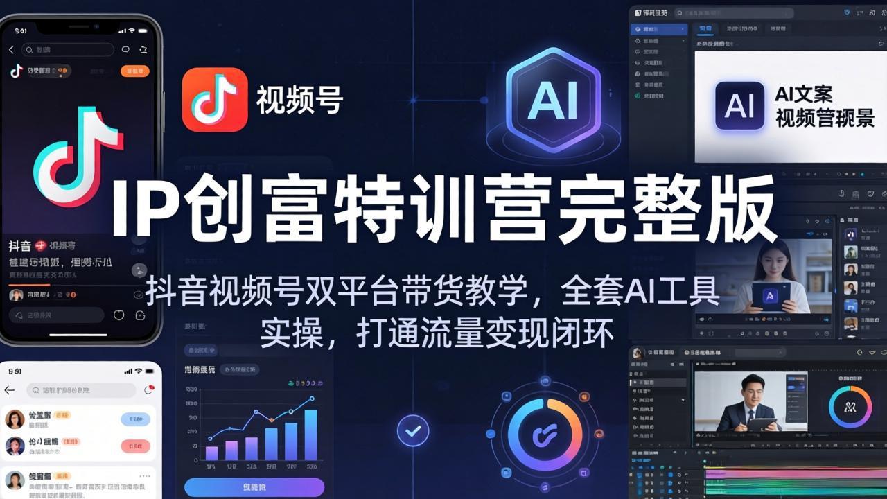 IP创富特训营完整版：抖音视频号双平台带货教学，全套AI工具实操，打通流量变现闭环-墨痕微课