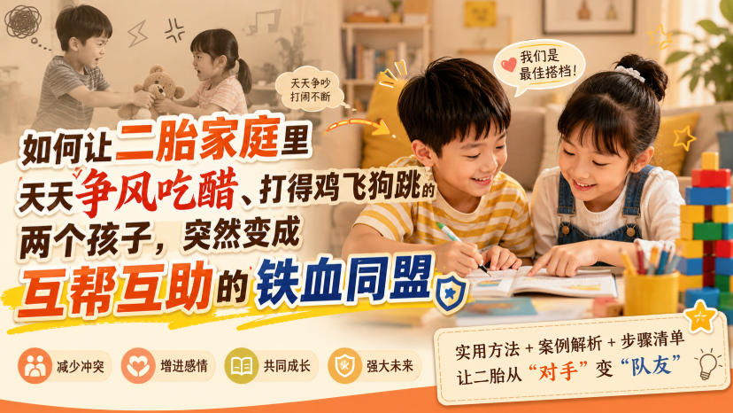 付费文章:如何让二胎家庭里天天争风吃醋、打得鸡飞狗跳的两个孩子,突然变成互帮互助的铁血同盟?-墨痕微课
