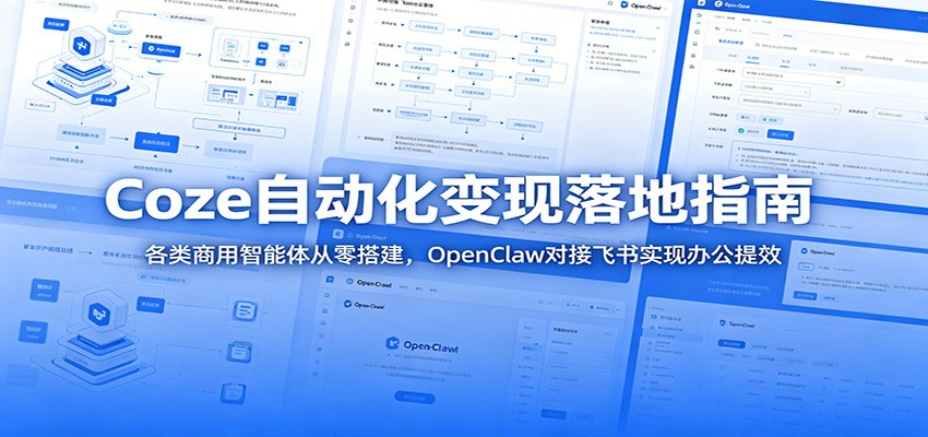 Coze自动化变现落地指南：各类商用智能体从零搭建，OpenClaw对接飞书实现办公提效-墨痕微课