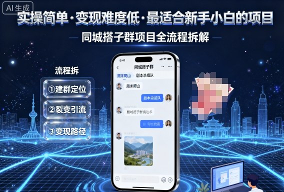 实操简单,变现难度低,最适合新手小白做的项目,每天轻松收入3张,同城搭子群项目全流程拆解-墨痕微课