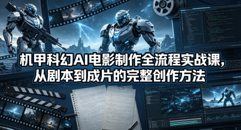 机甲科幻AI电影制作全流程实战课，从剧本到成片的完整创作方法-墨痕微课