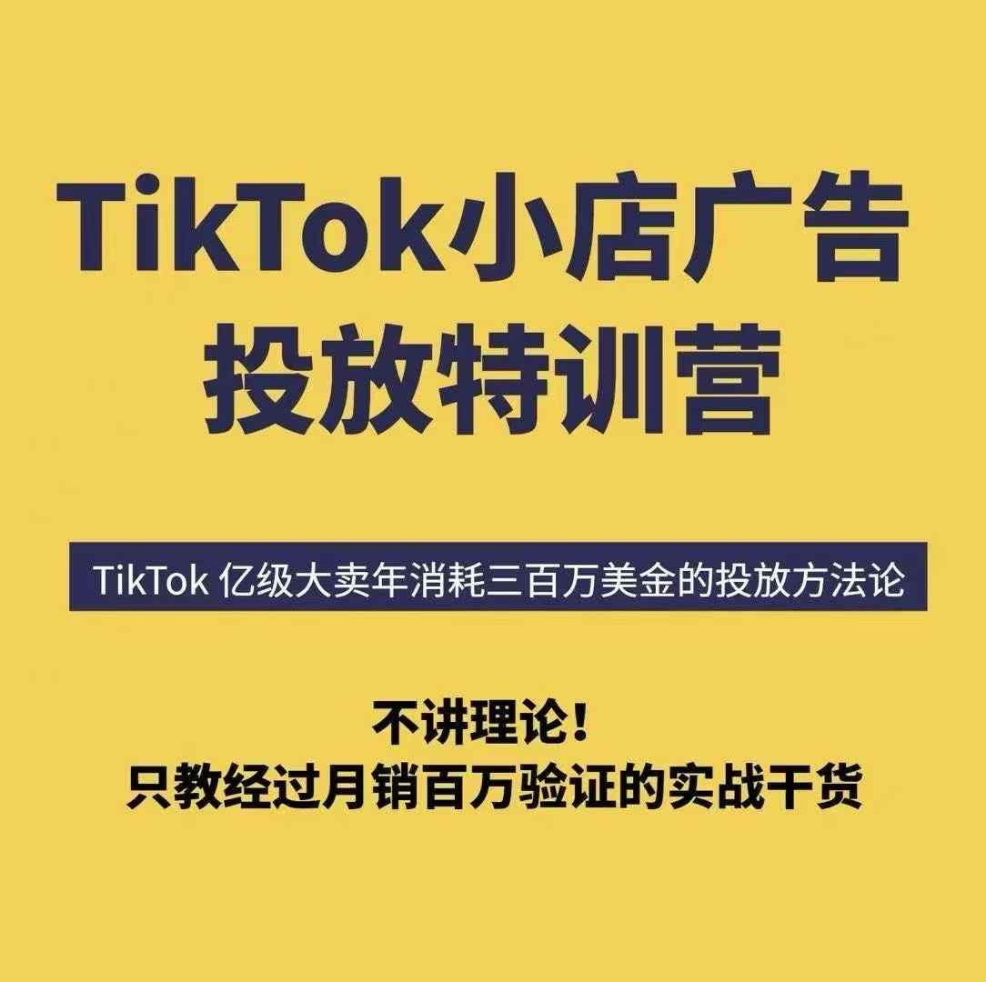 TikTok小店广告投放特训营,6天破局计划专治各种“投不动”,教你经过月销百万验证的实战干货-墨痕微课
