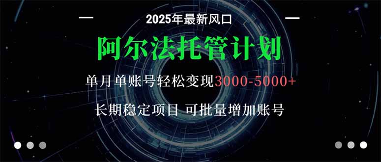 阿尔法托管计划 单账号月入3000-5000,长期稳定项目,新手小白轻松上手。-墨痕微课