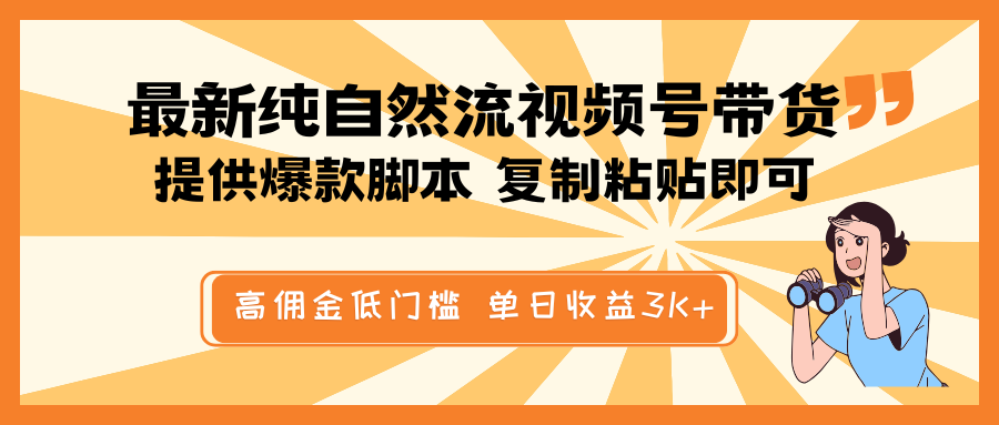 最新纯自然流视频号带货,提供爆款脚本简单 复制粘贴即可,高佣金低门槛,单日收益3K+-墨痕微课