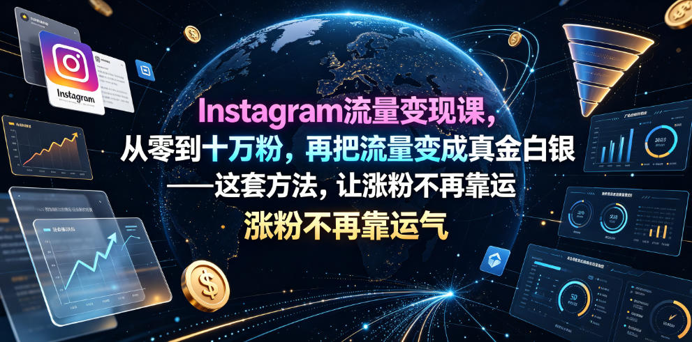 Instagram流量变现课,从零到十万粉,再把流量变成真金白银——这套方法,让涨粉不再靠运气【原创双语字幕】-墨痕微课