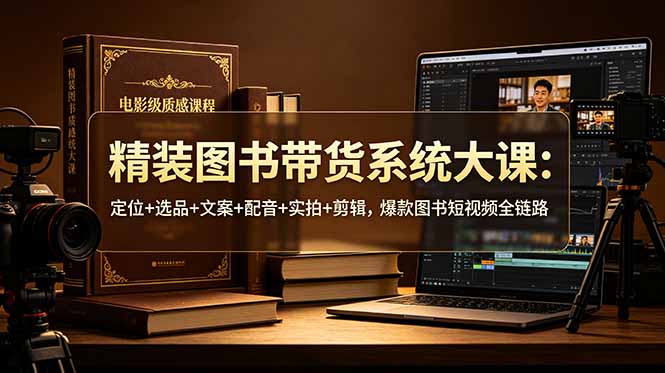 精装图书带货系统大课：定位+选品+文案+配音+实拍+剪辑，爆款图书短视频全链路-墨痕微课