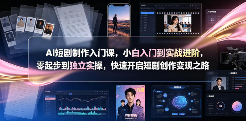 AI短剧制作入门课，小白入门到实战进阶，零起步到独立实操，快速开启短剧创作变现之路-墨痕微课